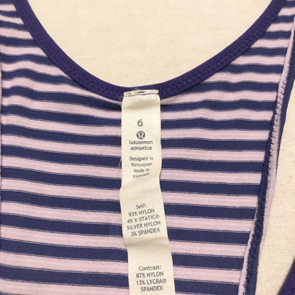 Lululemon Racerback Tank Medium Size Purple White Stripe Neoprene Size 6 - Picture 4 of 13